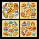 Bakery and Pastry Set with Bread, Muffins, Cupcakes and Sweet Treats Vector Illustration