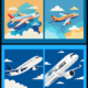 Commercial Airbus & Airplane Flying in Sky Vector Set