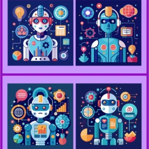 Artificial Intelligence & Futuristic Robot Concept Vector Set