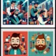 Barber Shop & Men’s Hair Salon Vector Illustration Set