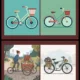 Vintage & Modern Bicycle with Cargo Vector Illustration Set