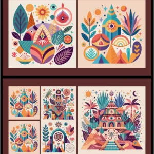 Vibrant Boho Abstract Shapes & Mystical Botanical Vector Set