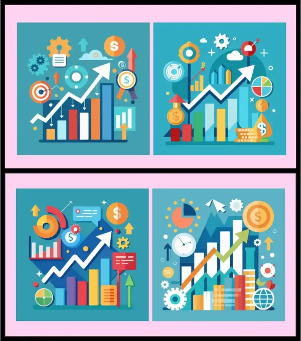 Business Growth Infographic & Financial Analytics Vector Set