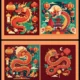 Chinese New Year Dragon & Festive Lanterns Vector Set