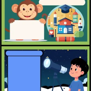 Cute Kids Education & Stargazing Vector Set with Copy Space