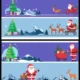 Santa Claus & Reindeer Christmas Horizontal Banner Vector Set