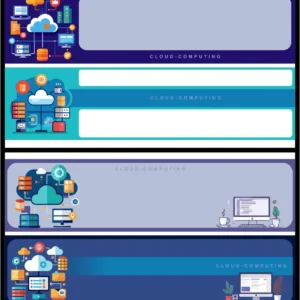 Cloud Computing Technology Banners with Copy Space Vector Set