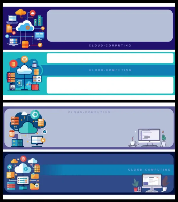 Cloud Computing Technology Banners with Copy Space Vector Set