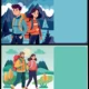 Travel Tourism Couple Hiking Mountain Adventure Vector Banner Set – 01