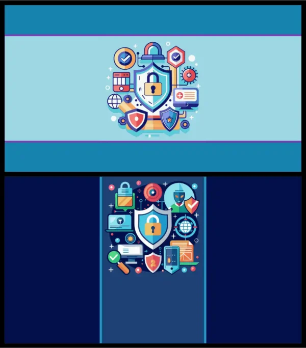 Cyber Security Icons Shield Lock Hacker Firewall Network Vector Banner Set - 01