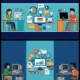 Digital Marketing Icons Computer Operators Working Technology Vector Set – 01