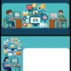 Digital Marketing Icons Computer Operators Working Technology Vector Set – 02