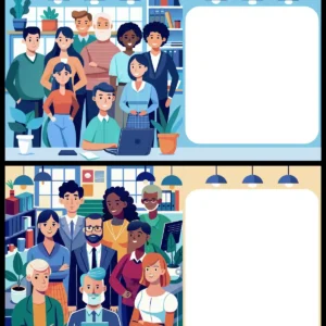 Corporate Team Meeting Diverse Office Employees Blank Banner Vector Template Set