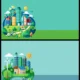 Eco City Green Buildings Solar Panels Renewable Energy Vector Banner Set – 01