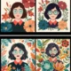 Hipster Man & Women Portrait and Vintage Floral Pattern Vector Set with Retro Botanical Flowers Leaves and Glasses