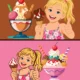 Happy Girl Holding Ice Cream Cone with Thumbs Up and Delicious Sundae Toppings Vector Illustration Set