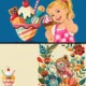 Happy Girl Holding Ice Cream Cone with Thumbs Up and Delicious Sundae Toppings Vector Illustration Set – 02