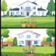 Modern House & Floral Garden Vector Background Set-01
