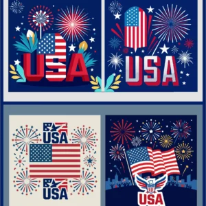 USA Independence Day & Patriotic Emblem Vector Set - 01