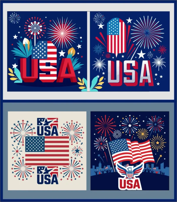 USA Independence Day & Patriotic Emblem Vector Set - 01