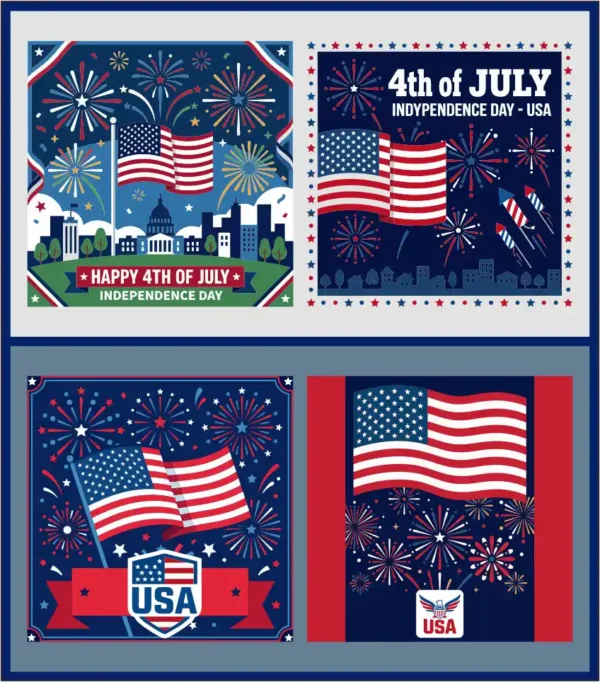 USA Independence Day & Patriotic Emblem Vector Set - 02
