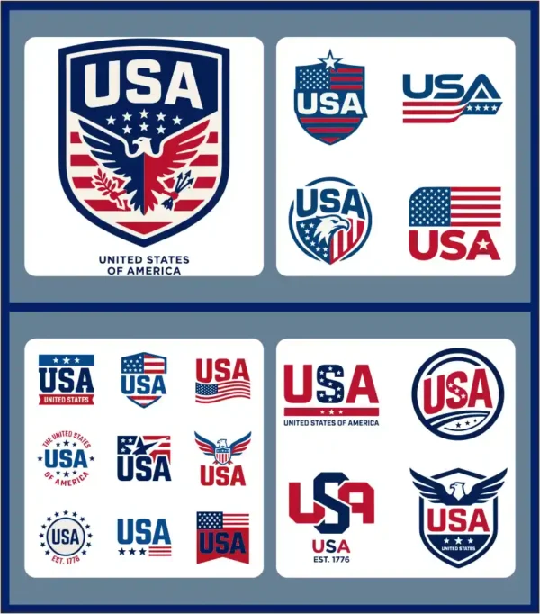 Patriotic USA Logo Badges and Crests Vector Set - 01