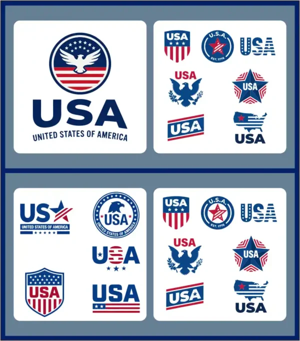 Patriotic USA Logo Badges and Crests Vector Set - 02