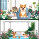Happy Dogs Backyard & Patio Scenes Vector Set