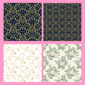 Elegant Wedding & Art Deco Seamless Pattern Vector Bundle