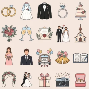 Classic Wedding & Matrimony Vector Icon Set